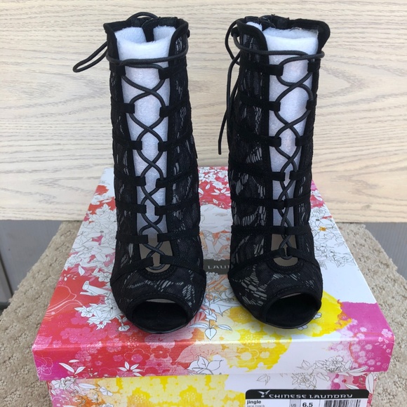 jingle peep toe bootie